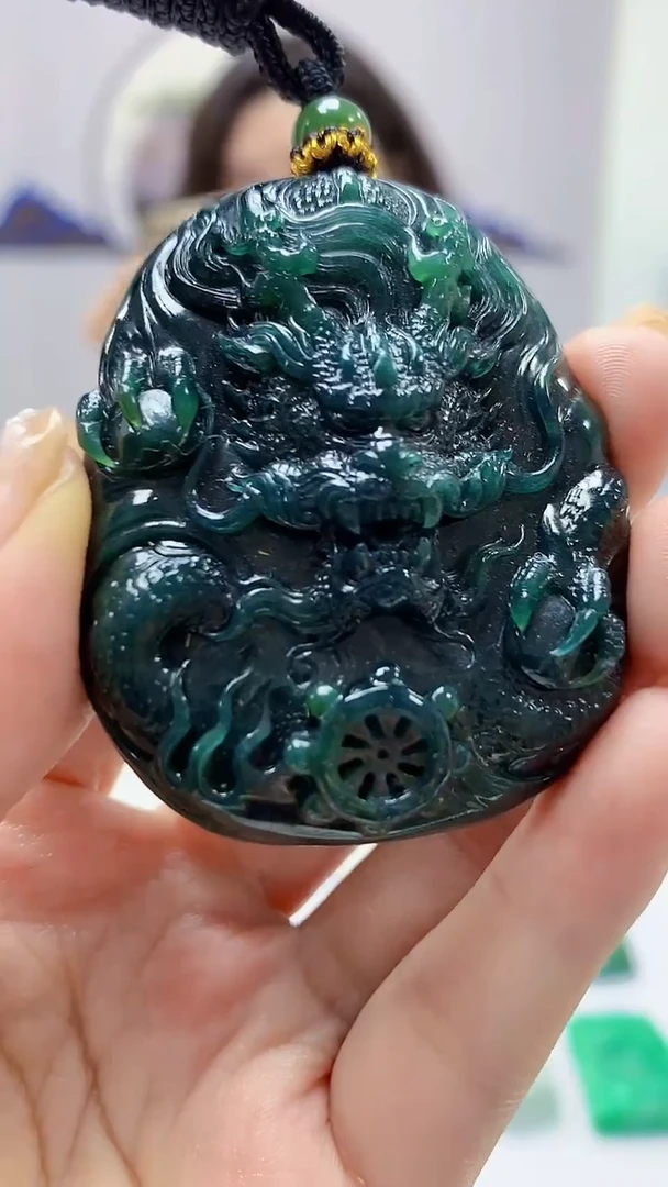 【闪购商品】定制翡翠未镶嵌4829ms-毛货挂件龙牌56