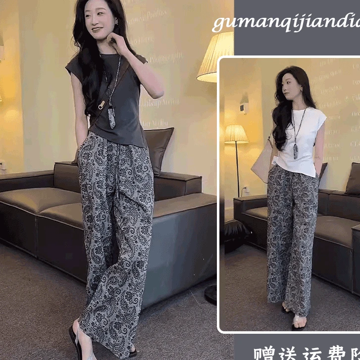 2025年超火夏装茶系穿搭配一整套减龄时尚休闲上衣裤子洋气两件套