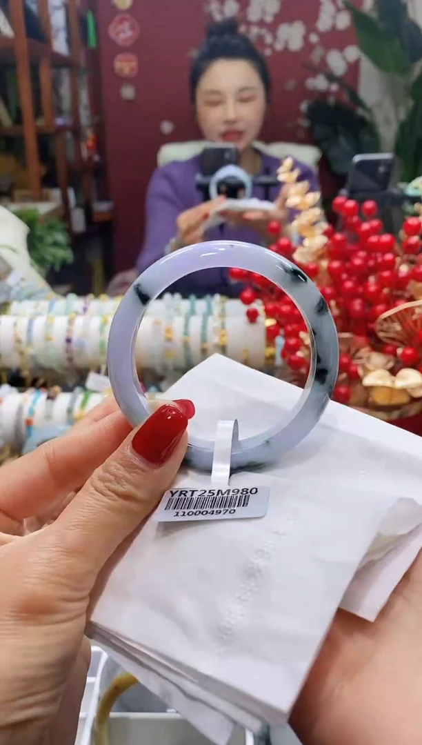 【闪购商品】翡翠手镯未镶嵌4紫底蓝花53-55/12.2*7.5