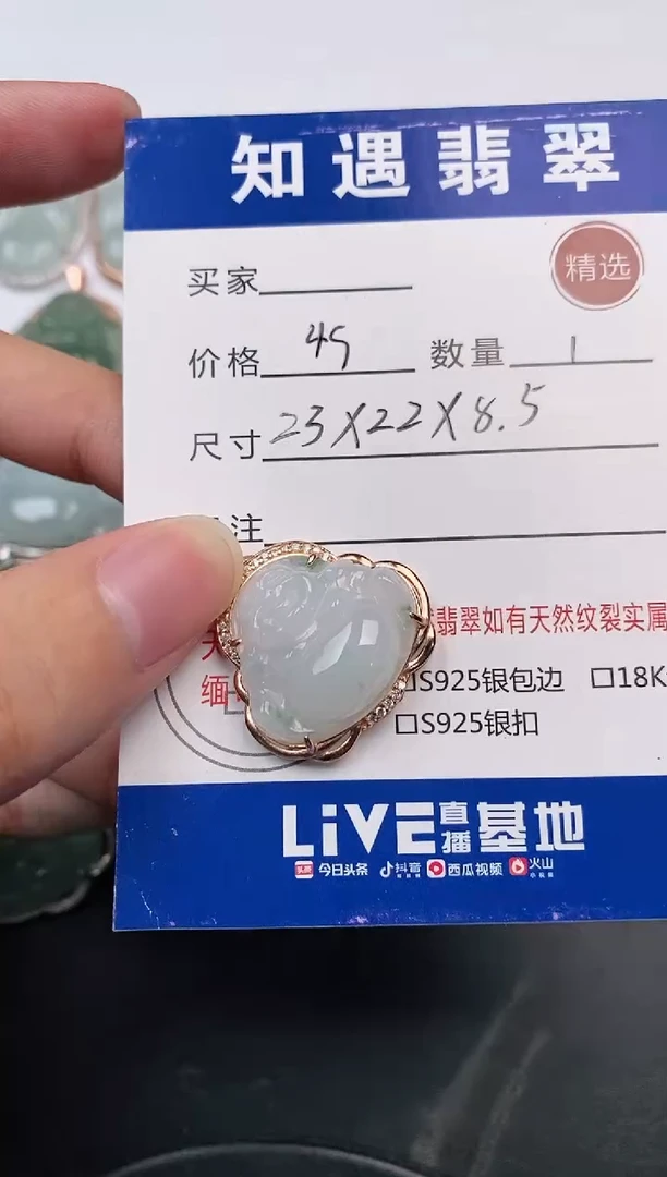颈饰银S925镶嵌翡翠挂件