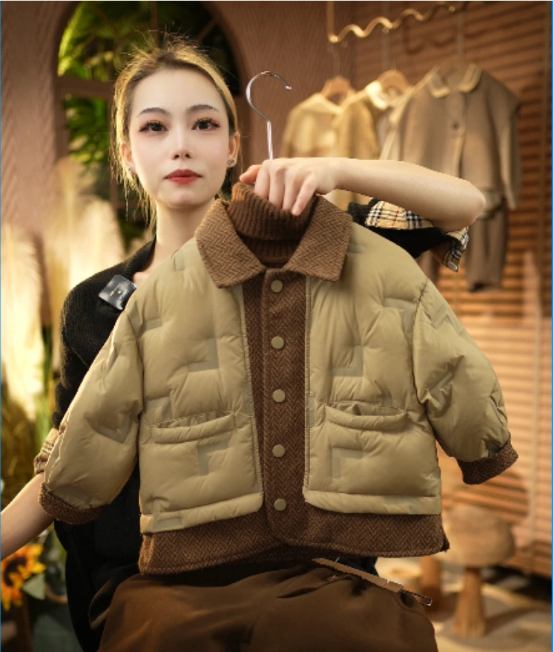 现货【榛果布朗尼】羽绒服2024新款冬季保暖轻薄款时髦男宝羽绒服