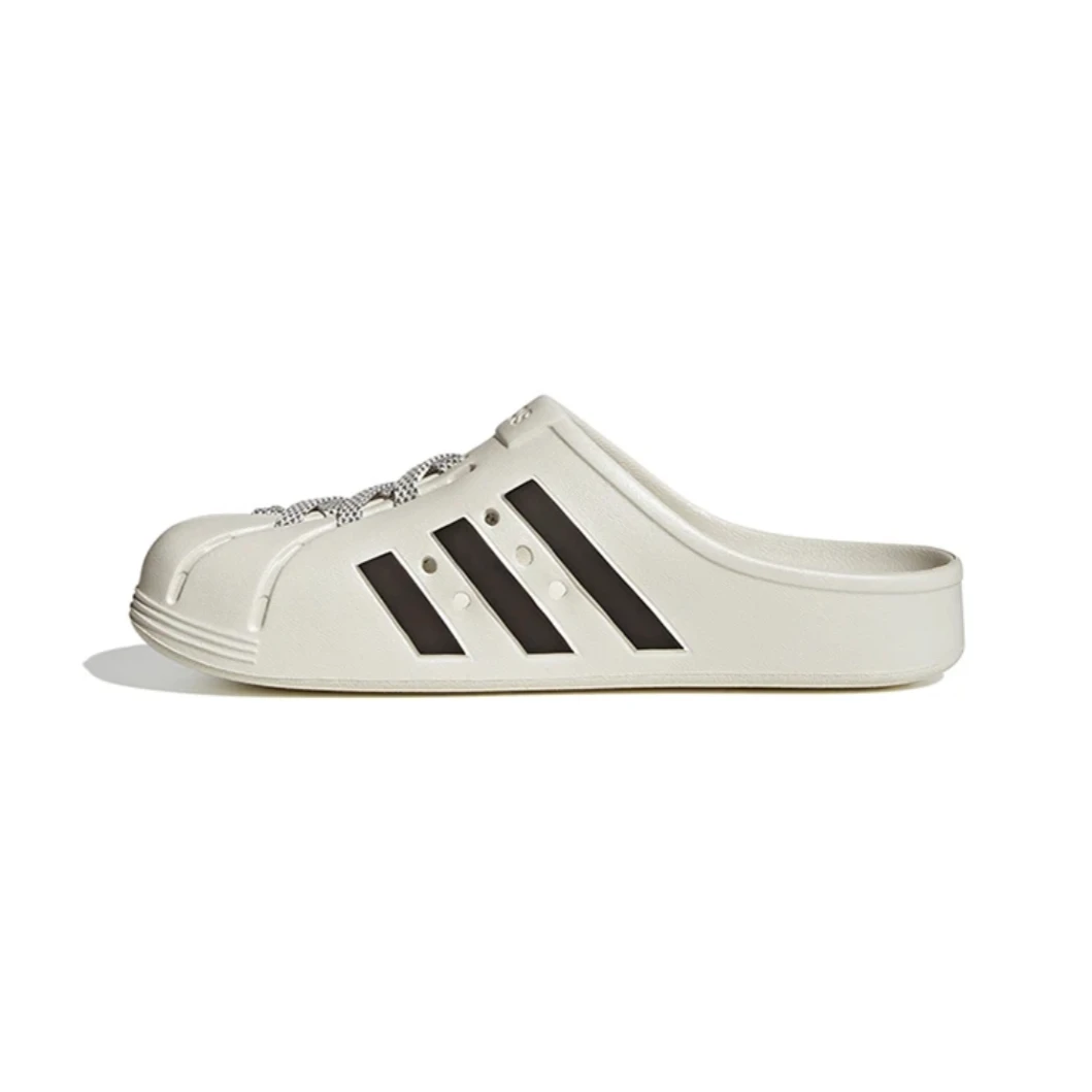 adidas阿迪达斯三叶草白色男子贝壳头运动休闲透气洞洞拖鞋JH9849