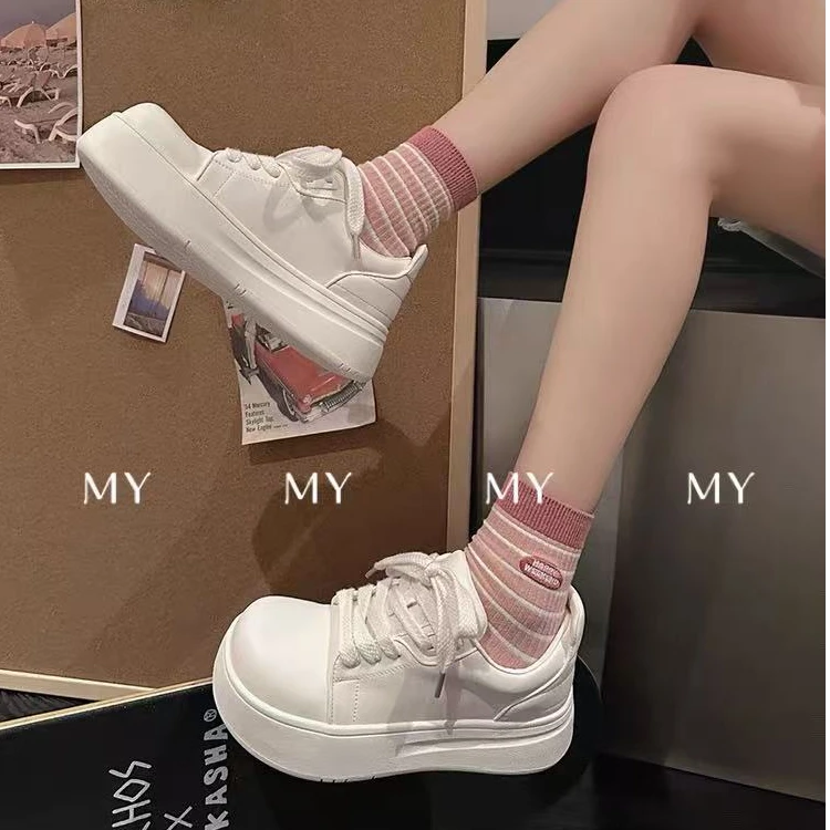 「小奶包」高颜值小白鞋玛宿同款真皮女系带板鞋ins百搭面包鞋韩版