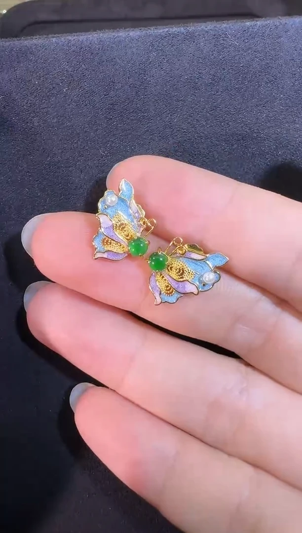 银S925镶嵌翡翠耳钉耳钉