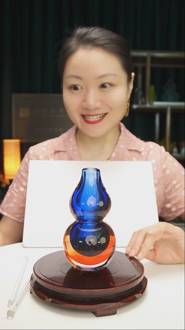 琉璃博山琉璃手工葫芦花瓶摆件10