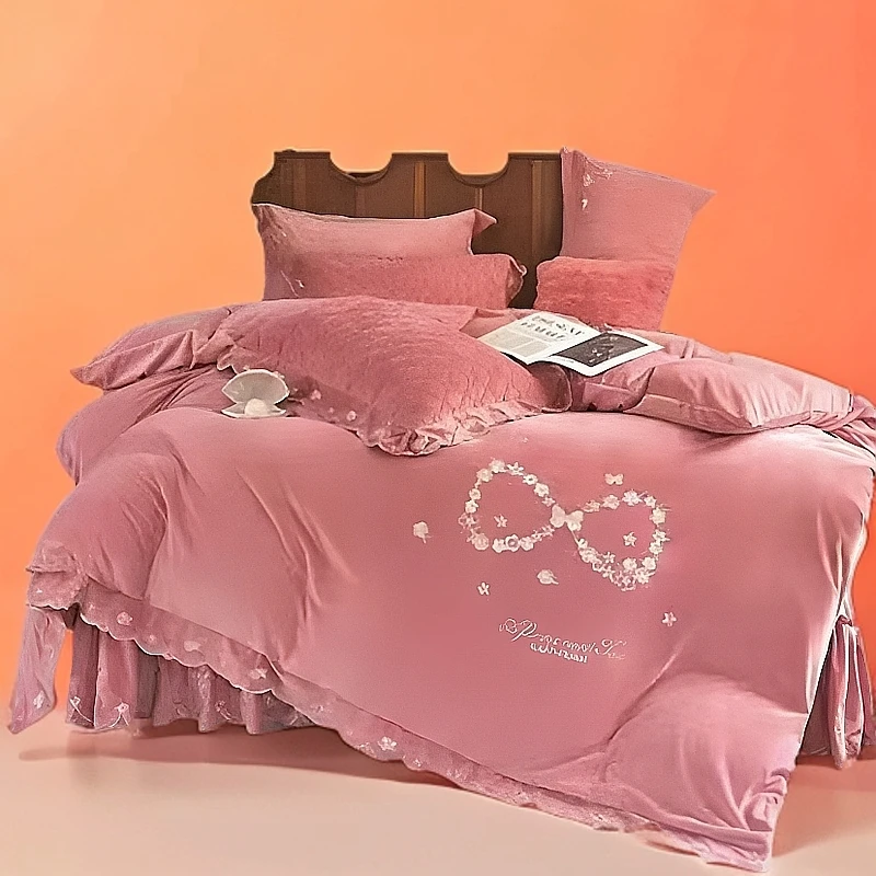 【四件套】【听主播讲解】【特级重工刺绣】双层绣花三层夹棉绗缝四件套