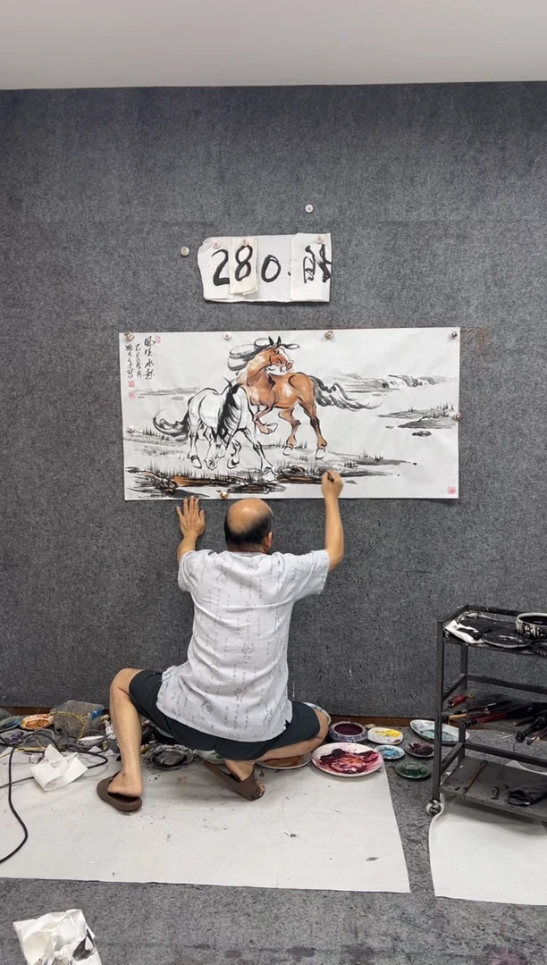 纸本国画定制 风生水起  线下画