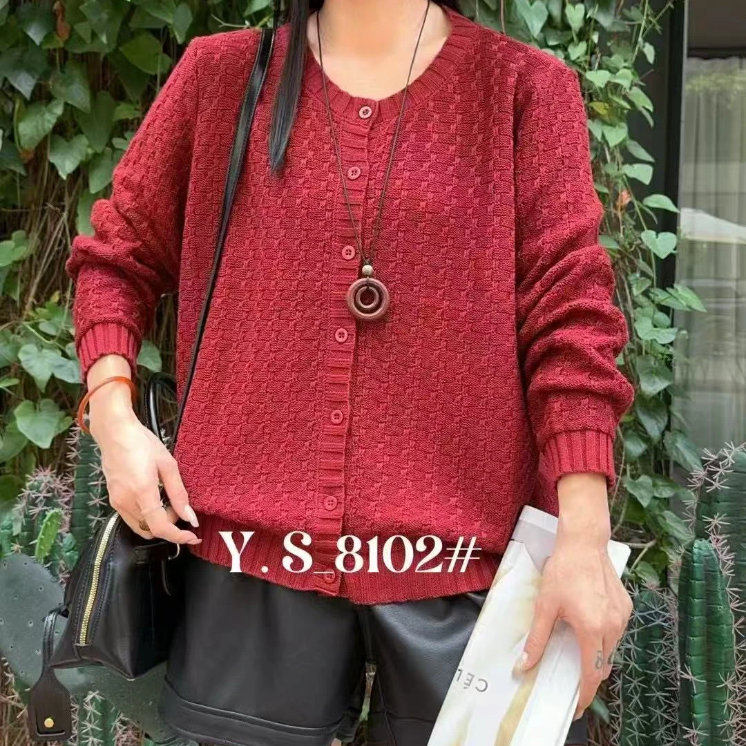 【丽丽家】大码女装休闲百搭显瘦针织衫棉线开衫8102