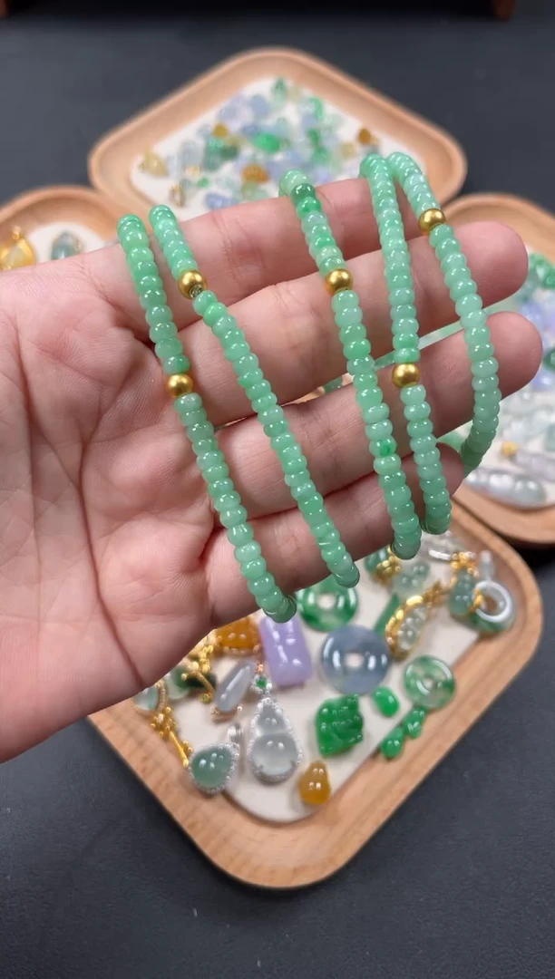 翡翠足金镶嵌套链多样性   发货一条   P615