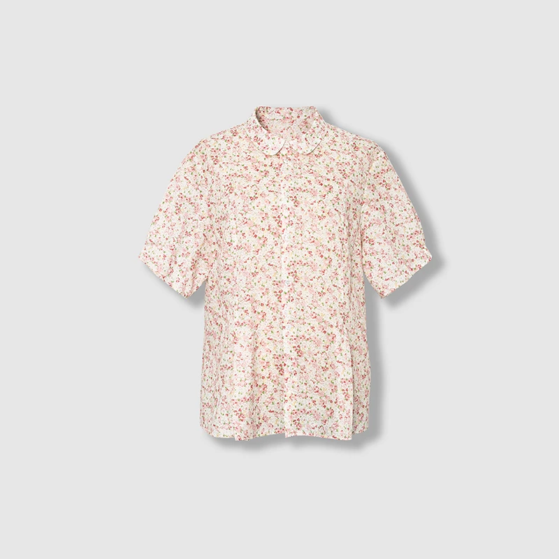 四月初九加大码女装胖MM2025夏日本进口点金花色清新甜美衬衫小衫