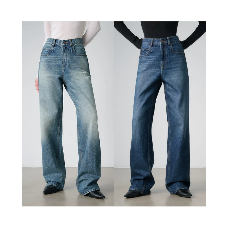 Ayuko｜曰本进口冈山牛仔刚需佰搭复古水洗高級宽松直筒牛仔裤5400