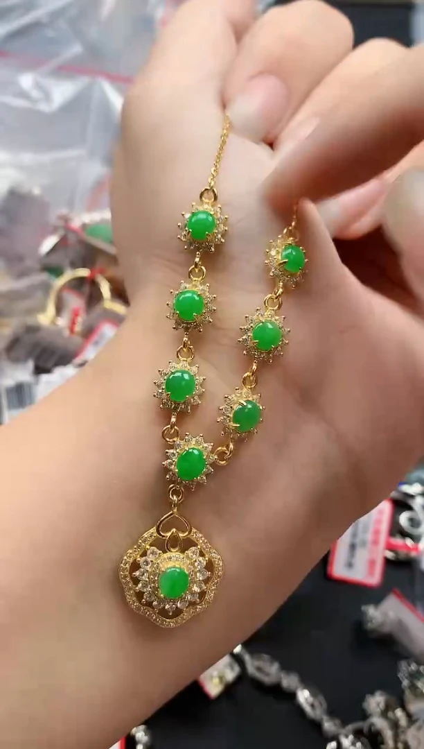 银S925镶嵌戒指翡翠天然A货缅甸翡翠