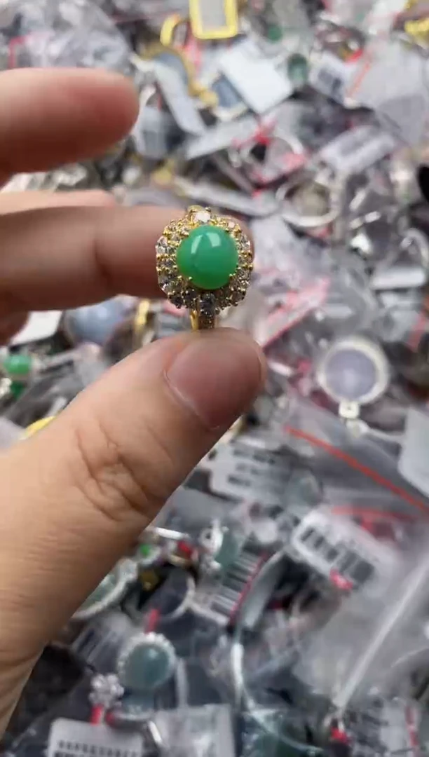 银S925镶嵌戒指翡翠666    6