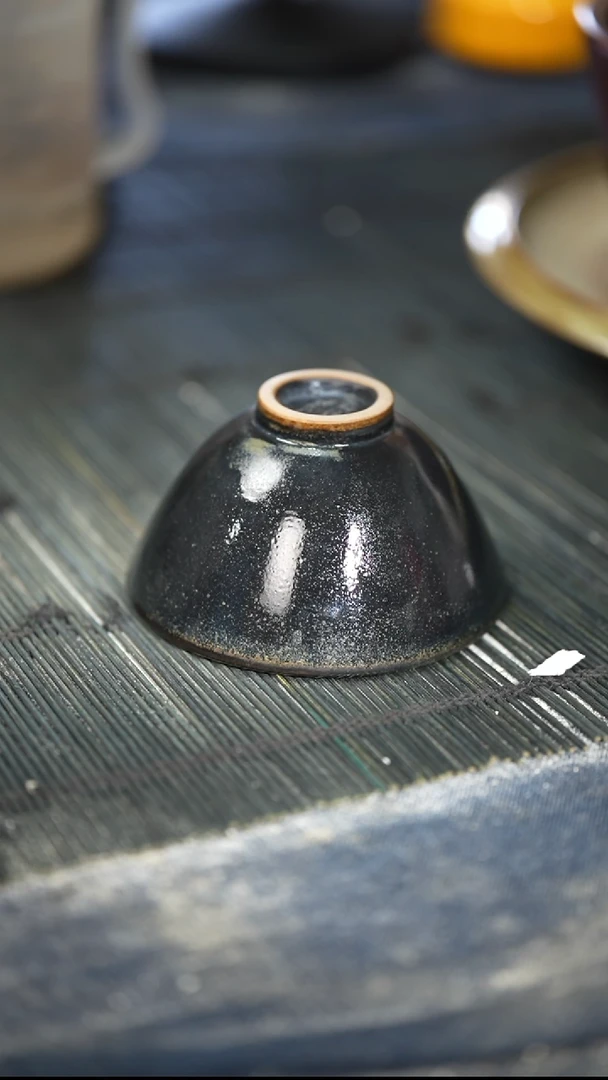 浪鬼家釉绘柴烧杯