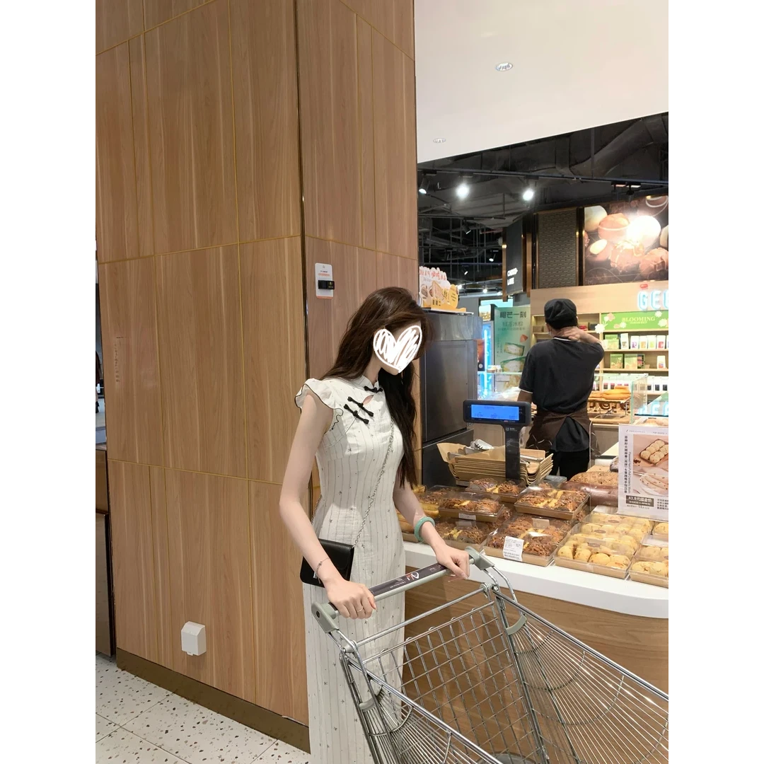 【知世小姐】新中式俏皮miu系旗袍连衣裙小飞袖少女显瘦长短1327