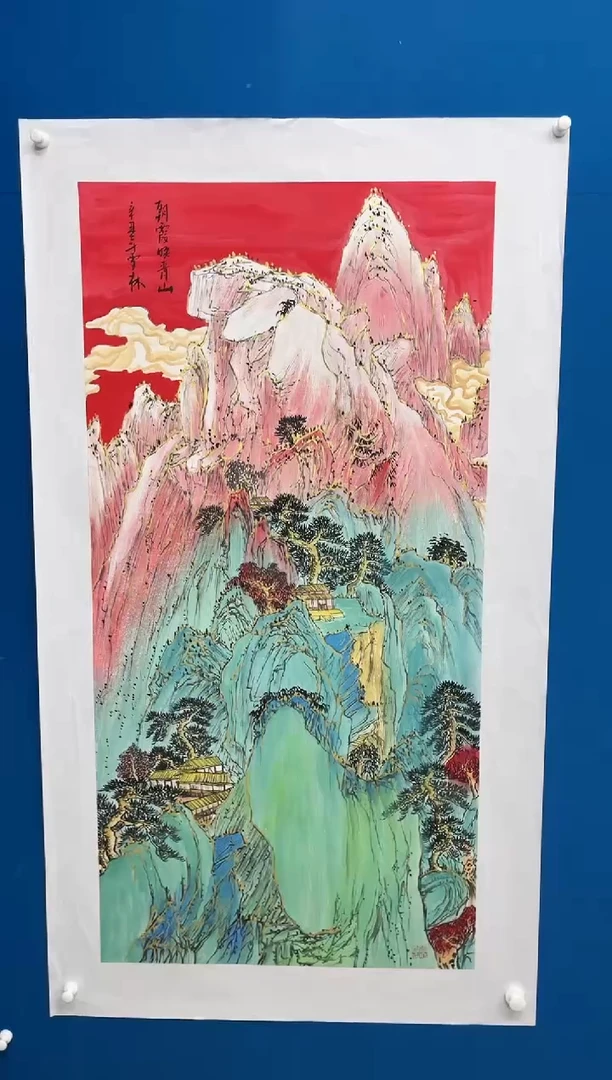 【闪购商品】国画张-金色华章原作山水/无框/W带金色画册