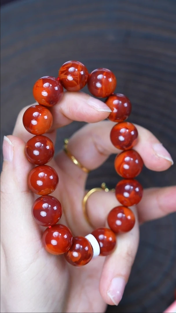未镶嵌手串南红玛瑙无胶无裂瓦西原矿13.5mm+54g1072