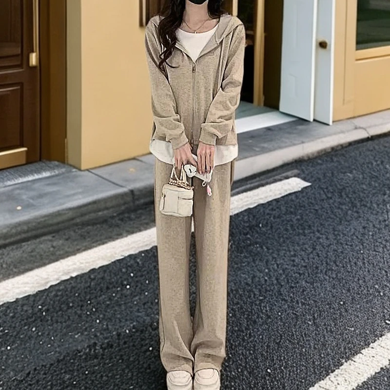 休闲连帽针织外套女秋冬2025新款时尚入秋季韩系穿搭一整套高级感