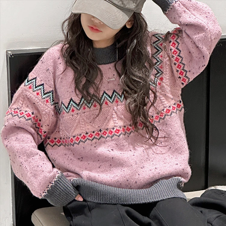 花纱女童毛衣2025新款秋冬装保暖儿童上衣大童打底衫