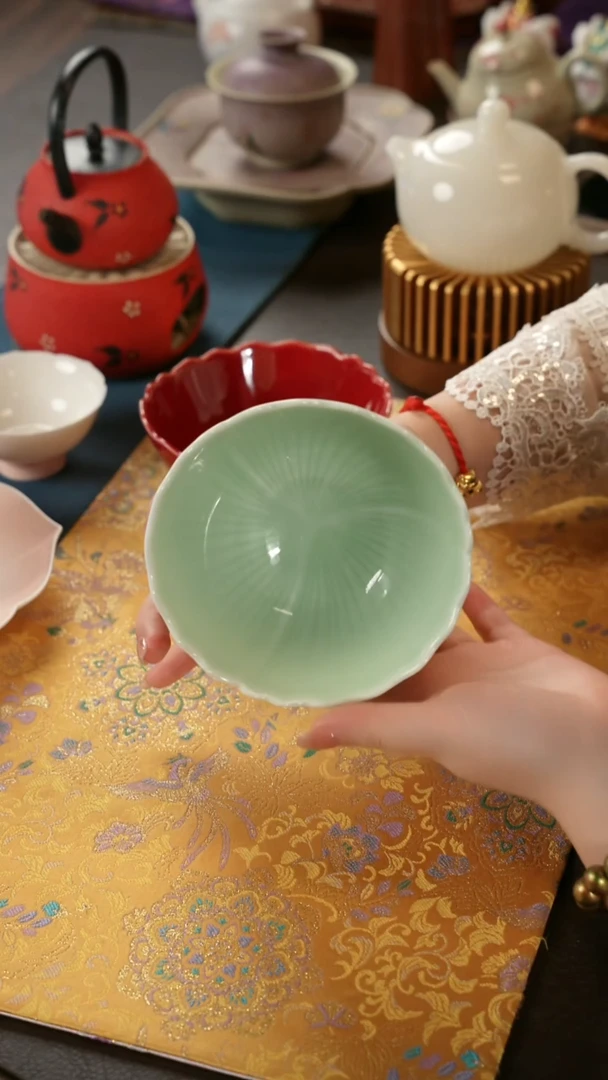 青云茶斋陶瓷茶具绿色碗