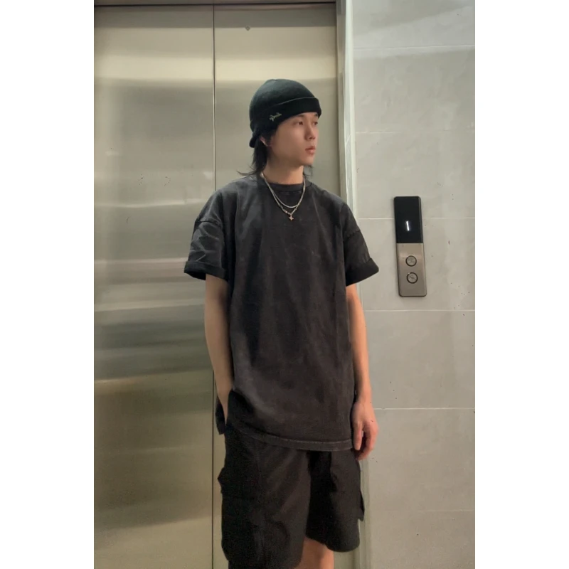 E17推荐美式街头嘻哈复古宽松百搭短袖T恤男女情侣款