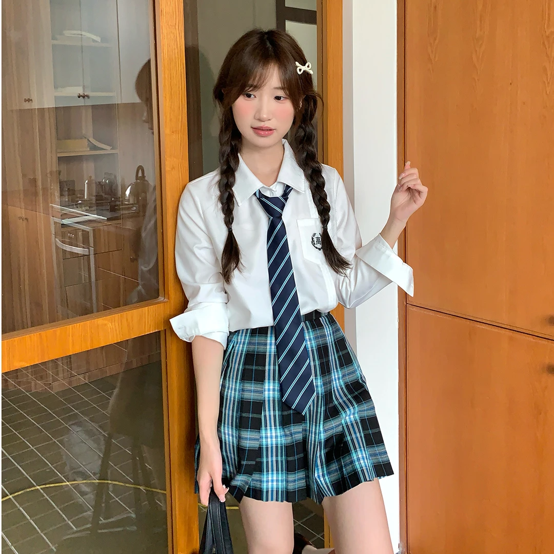 东京岁时记jk新款白色长袖衬衫学院风小个子衬衣设计感纯色上衣女