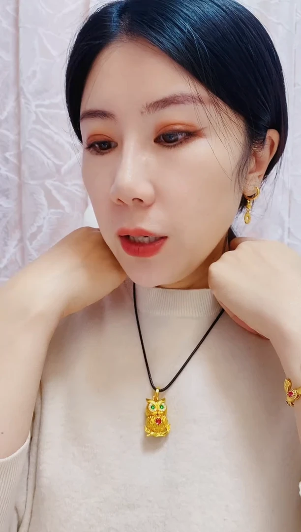 合金无050猫头鹰吊坠