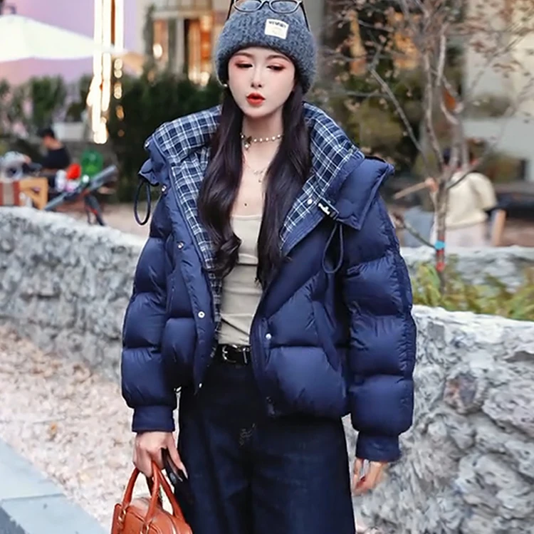 时尚加厚羽绒棉衣女士冬季新款洋气减龄宽松面包服连帽棉服外套潮