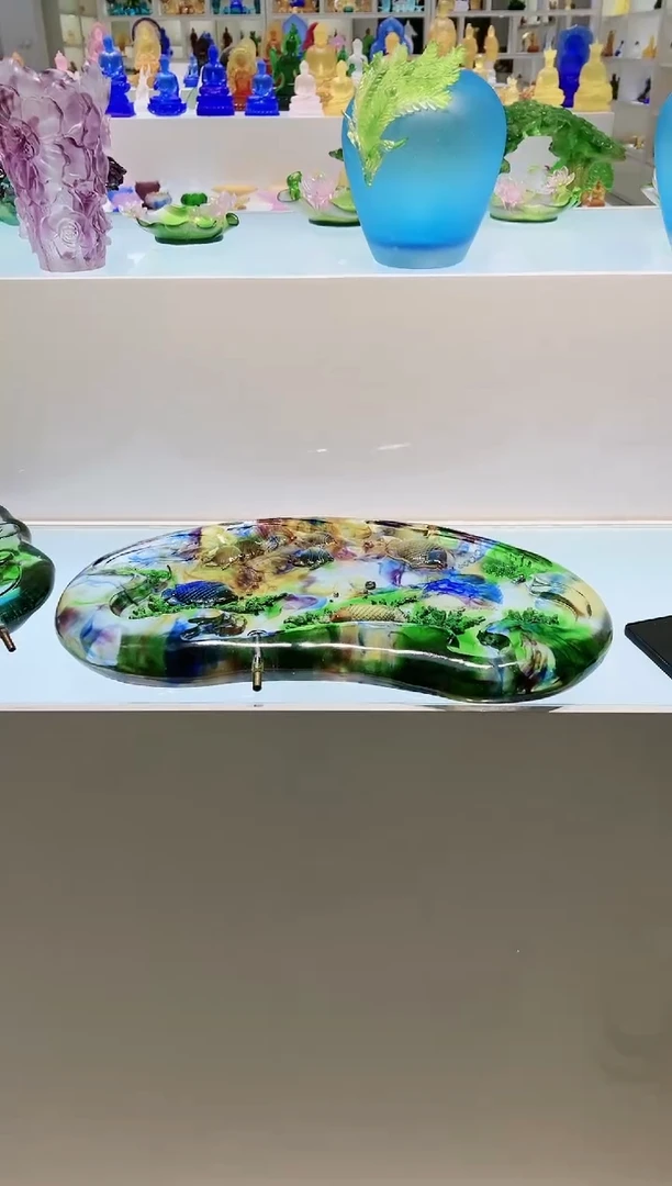 【闪购商品】茶宠古法琉璃海底世界大茶盘55厘米