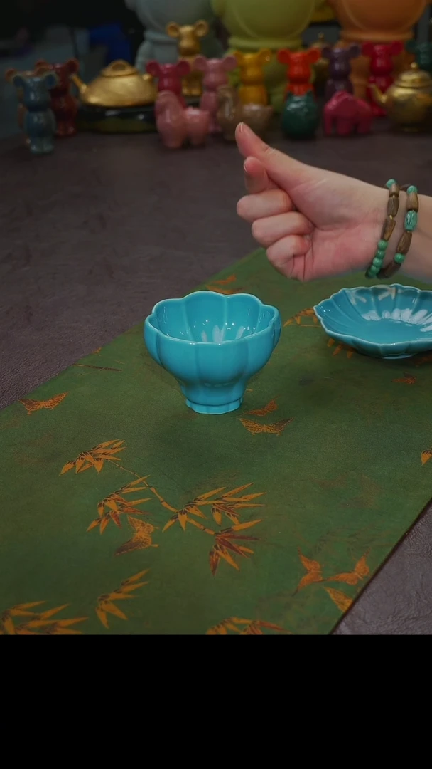 杯【宜景窑松石蓝系列】大曼陀罗