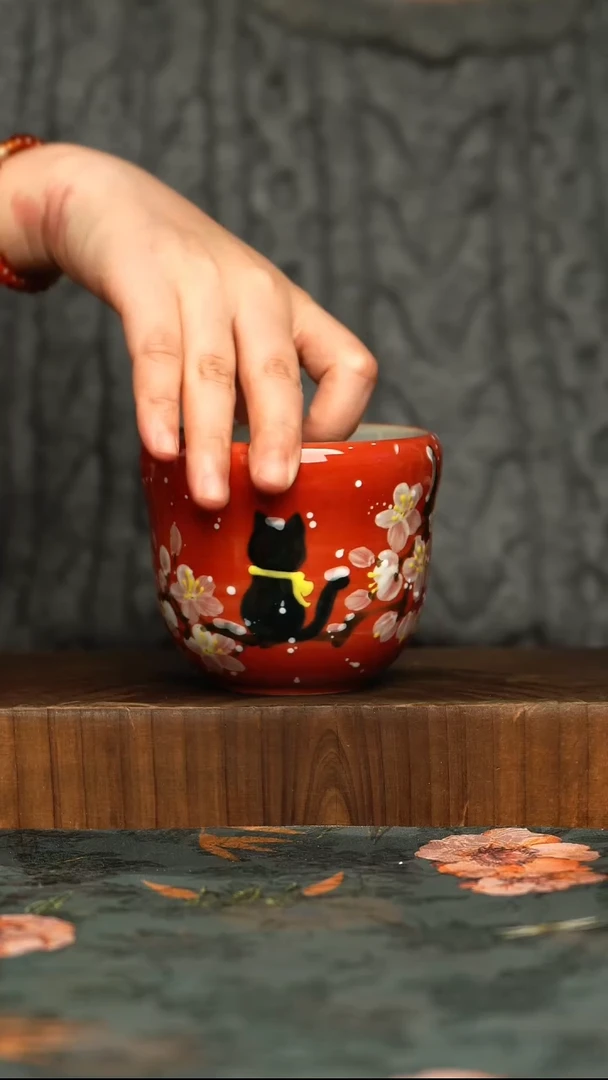 杯釉下彩手工手绘同款陶器