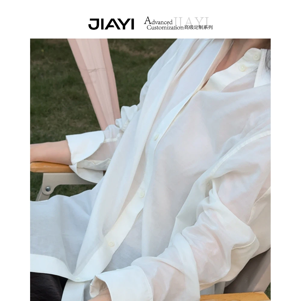 【嘉一】法式慵懒风慵懒松弛衬衫衬衣垂坠感白衬衫 JY-JG-2497