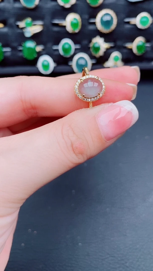 翡翠戒指银S925镶嵌天然a货翡翠378