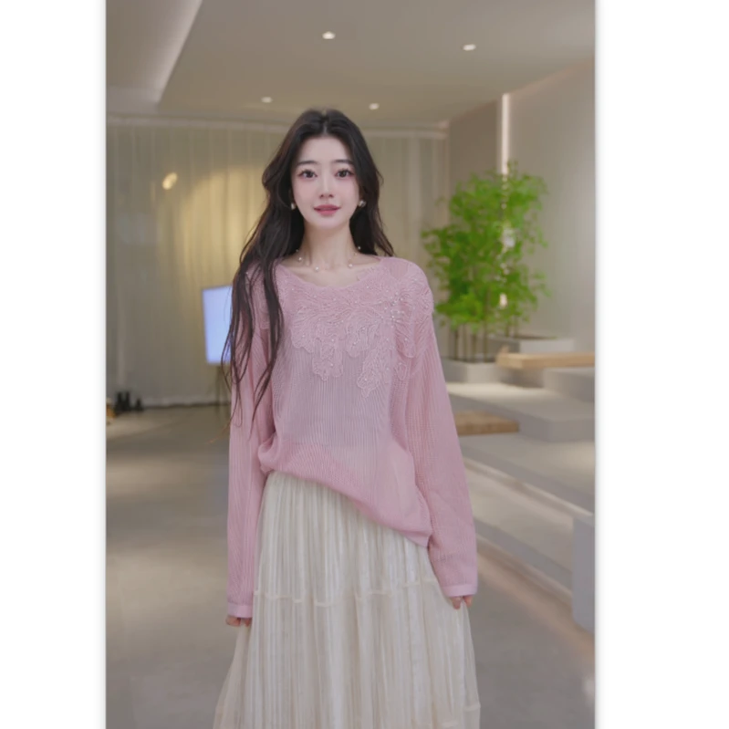 Basic House/百家好新款时尚百搭减龄长袖针织衫 B1324B50812