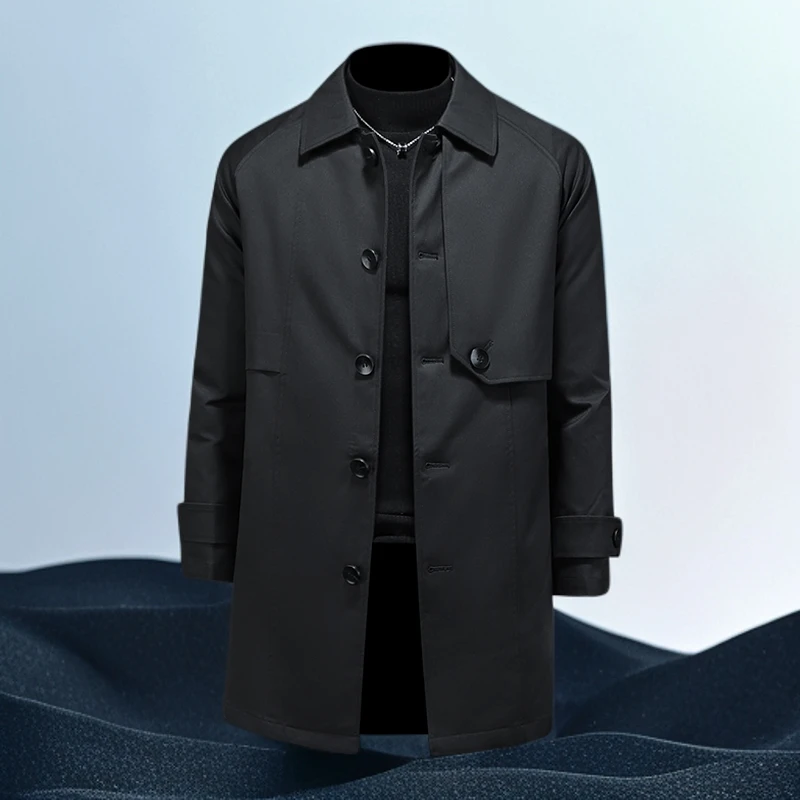 巴赛娜缇长款风衣羽绒服男潮牌休闲秋冬新款男士时尚大码羽绒外套