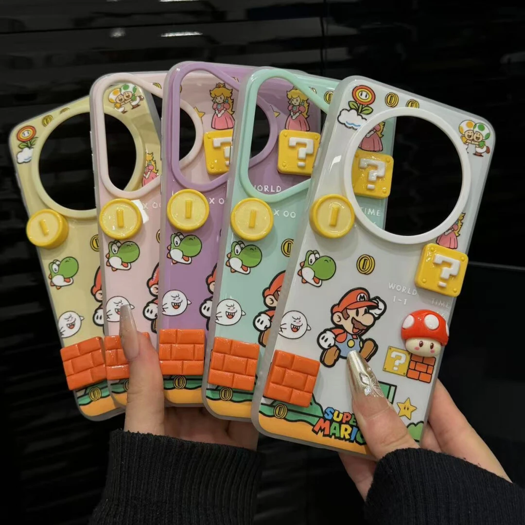 适用华为mate70/60pro+手机壳日韩卡通超级玛丽pura70pro新款情侣