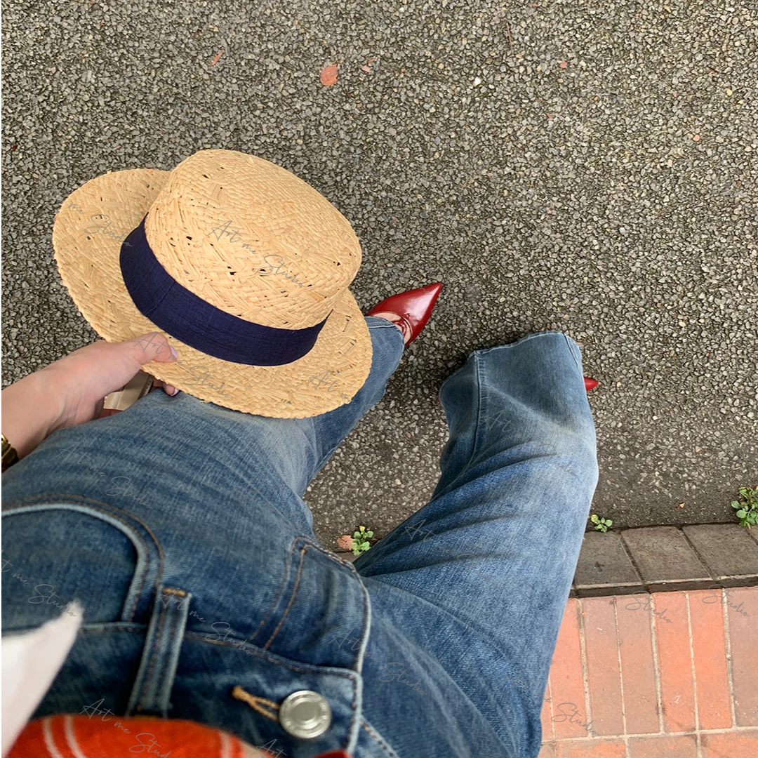 满分曲线腿精复古蓝吸睛立裁无死角必入款牛仔裤w24318