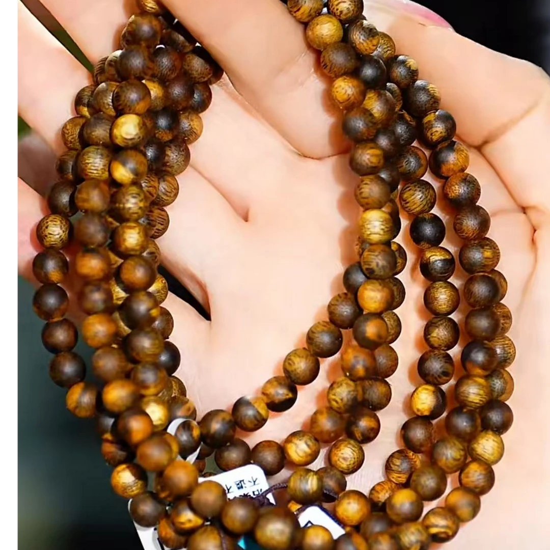 沉香虎斑棋圆珠多圈发一条（赠养香料一份）