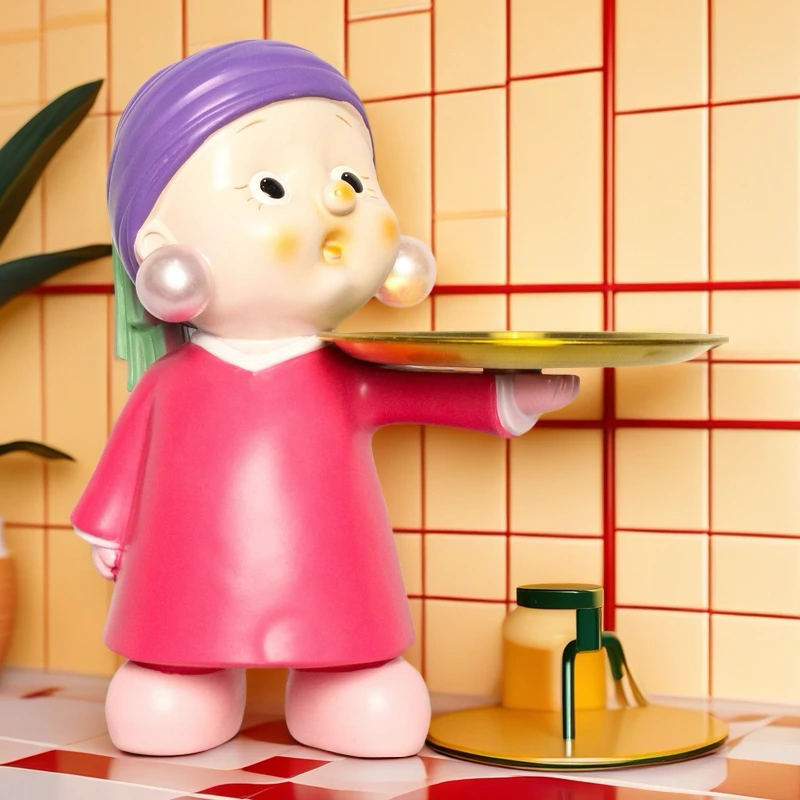 创意北欧轻奢家居珍珠女孩装饰摆设客厅玄关放钥匙托盘收纳摆件