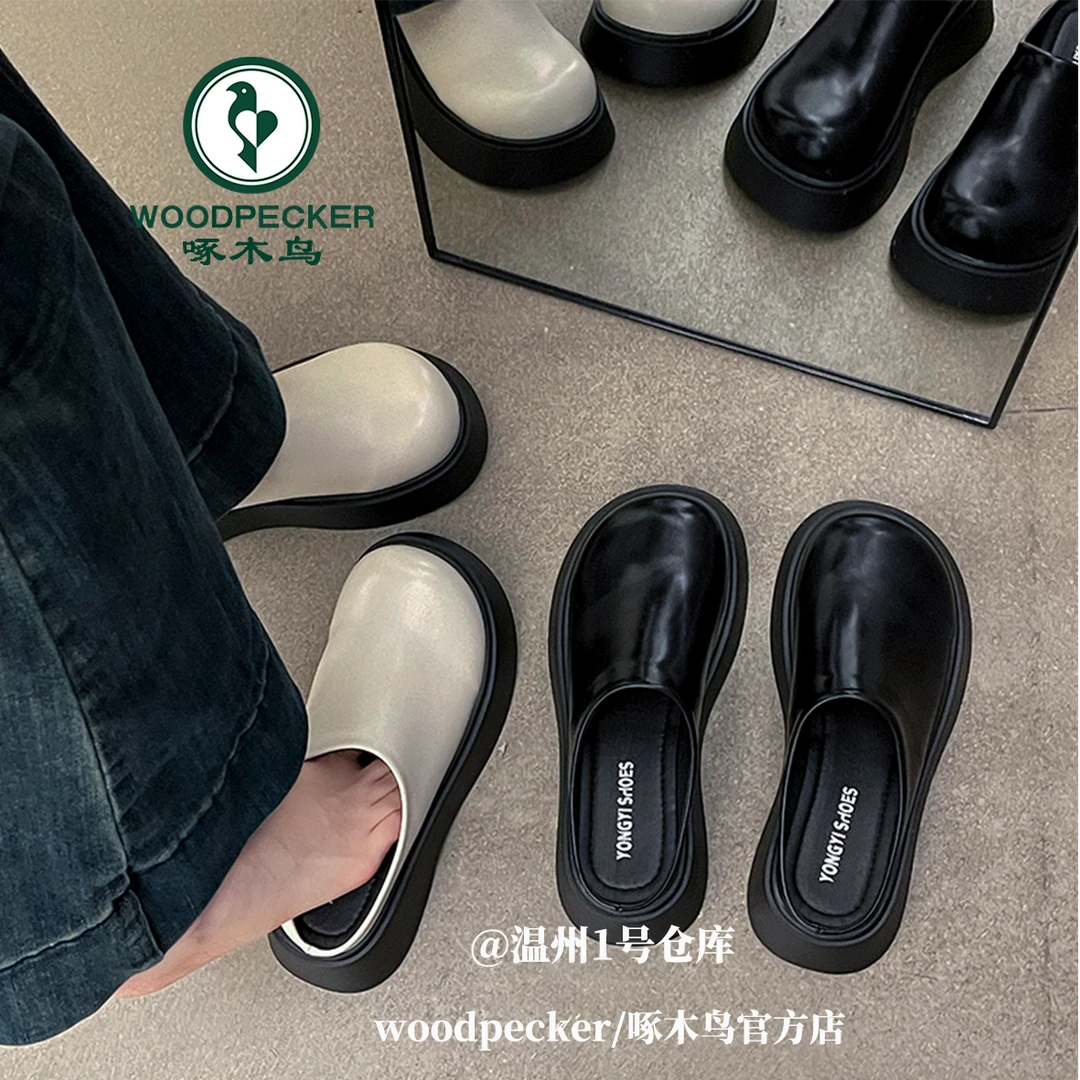 啄木鸟勃肯拖鞋女外穿松糕女拖鞋2025年春夏季新款松糕底包头皮鞋