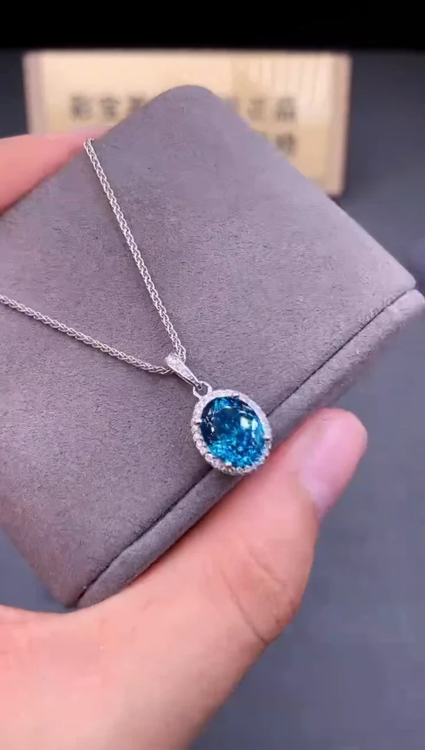 颈饰银S925镶嵌帕拉依巴碧玺2222