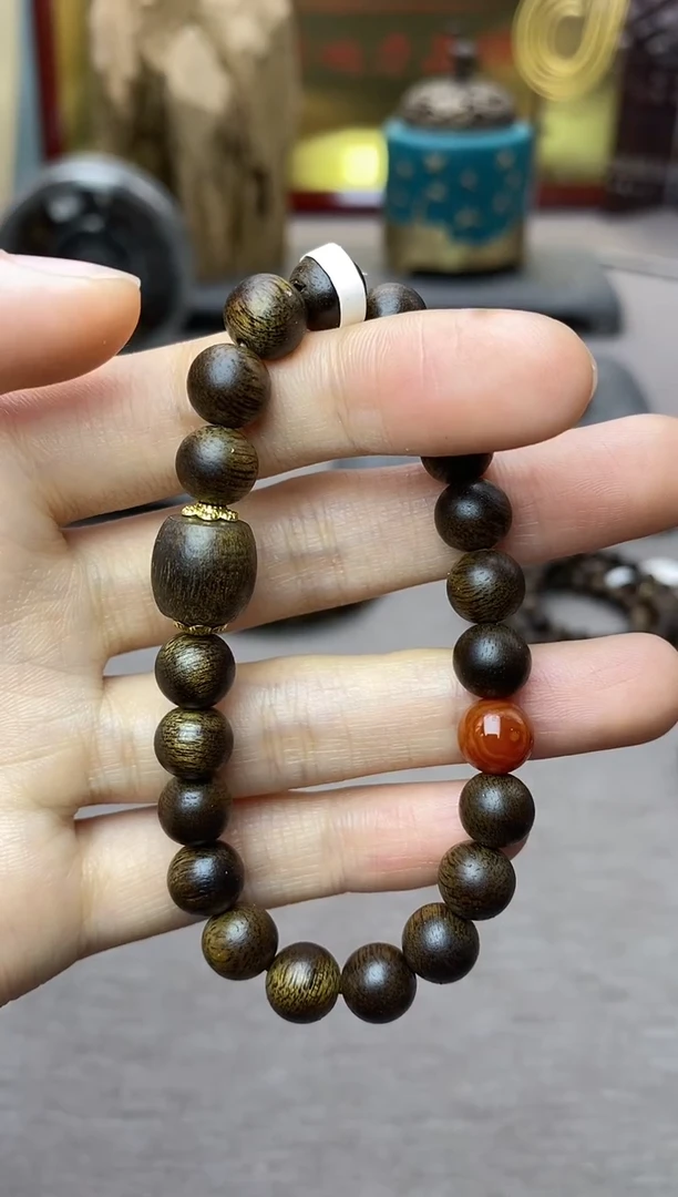 【闪购商品】沉香手串紫棋08+白棋单珠沉水老料