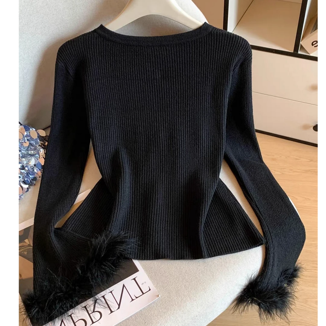 秋冬款韩系设计款毛衣收腰毛袖0011