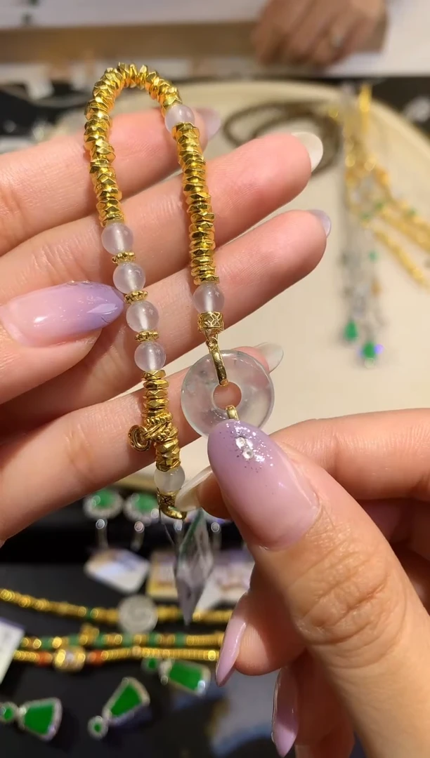 18K金镶嵌手链翡翠手链A142丨13800