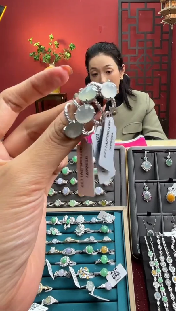 银S925镶嵌戒指翡翠003669r/多样性发一