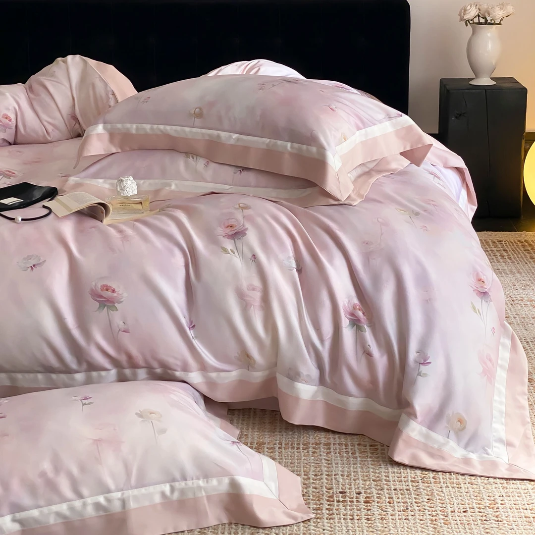 【•专版花型•精致系列•浅薇】天丝棉磨毛轻奢印花简约四件套