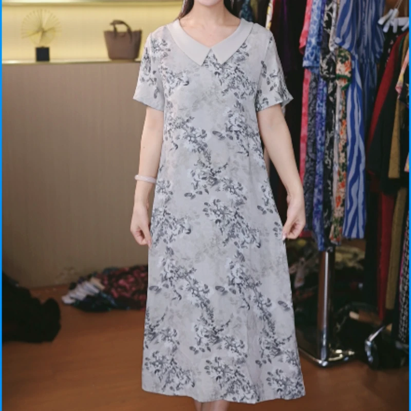 11330-高端时尚气质连衣裙女夏季新款中老年妈妈装