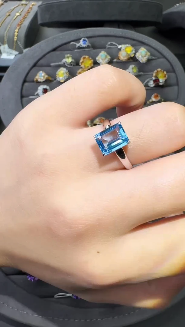 银S925镶嵌戒指托帕石3.0ct【七天鉴赏期】