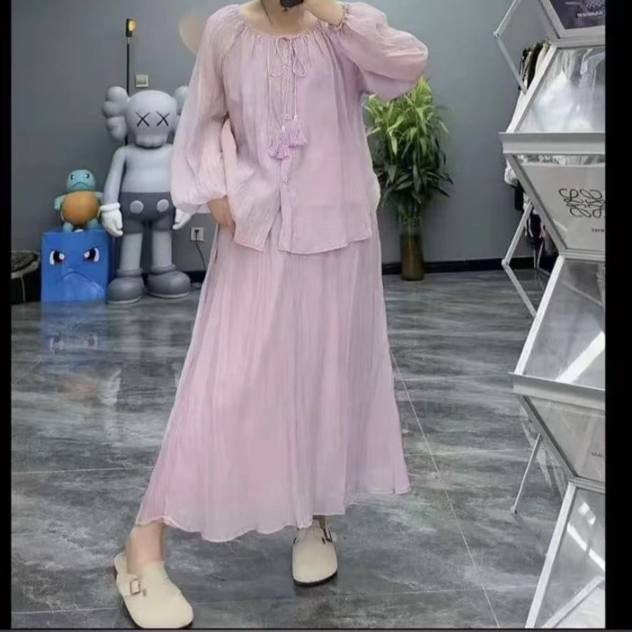 5091-三件套（套头衫+吊带+裙}洋气糖果色大码女装套装