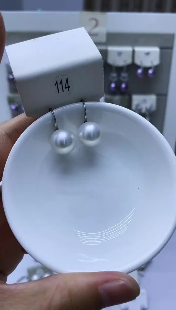 银S925镶嵌淡水珍珠耳饰114